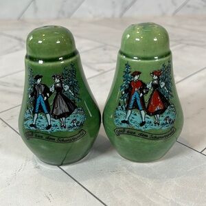 Vintage Set of Salt and Pepper Shakers Shomberg Germany Green Ceramic
